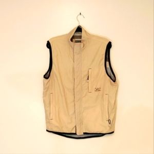 Newtime| Vintage 90s Rugged Outdoor Khaki Tan Zippered Vest Nylon Blend